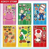 ​ Mario Cartoon Stickers Anime DIY for Kids Mother and Child Interactive Puzzle 6 Pieces Manual