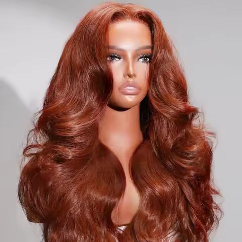 30 34 Inches Reddish Brown 13x4 13x6 Lace Front Wigs Human Hair Body Wave Brazilian Colored Swiss La