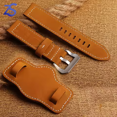20 22 24mm 26mm Thick Genuine leather Retro Watchband Watch Band for Fossil Panerai Wrist Watch Stra