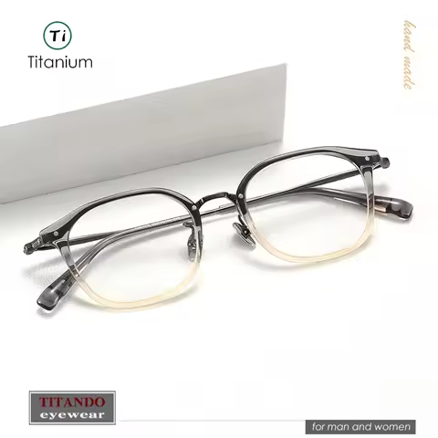 Japanese Style Titanium and Acetate Combination Square Frame for Men Women Optical eyeglasses Eyevan