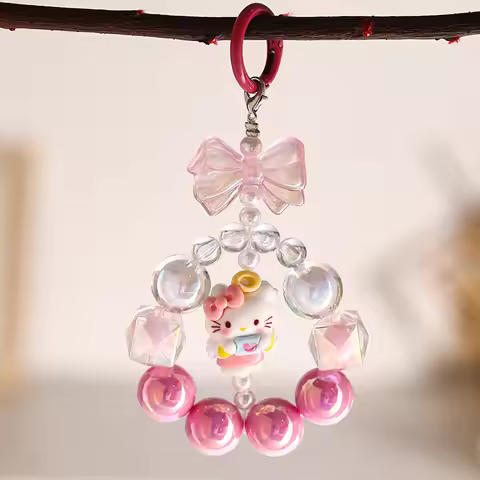 Sanrio Melody Hello Kitty Kuromi Cinnamorol Acrylic Keychain Cute Hand Phone Chain Jewelry with Hand