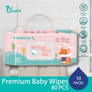 800s Uzumi Premium Baby Wipes Organic Extract Aloe Vera Extract Baby Wet Wipes