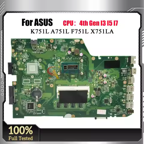 X751LA Laptop Motherboard For ASUS F751L X751LDV X751LJ A751L X751LD K751L X751LN X751L Mainboard W/