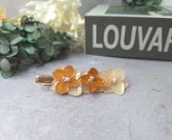 復古橘調繡球永生花髮夾