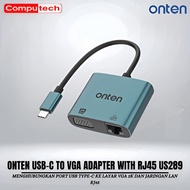 Onten Converter Fast 2in1 USB3.0 USB-C to 2K VGA + LAN RJ45 OTN-UC289