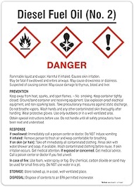 Brimar - 10" x 14" - Diesel Fuel Oil (No. 2) GHS Sign - 3.5 Mil InfiniStick™ Vinyl Label - High Visi