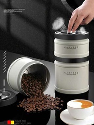 1入組咖啡豆保存器，真空泵密封茶和咖啡豆罐，304不銹鋼密封保鮮盒