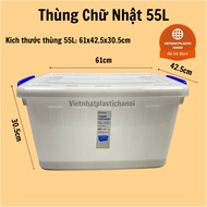 Viet Nhat plastic bin with lid and wheels. 30l: 52 x 32 x 27 (cm)/ 55l: 60,5 x 42,5 x 31,5 cm) - New