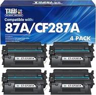 87A CF287A Black Toner Cartridge 4-Pack Compatible Replacement for HP 87A CF287A 87X CF287X for HP E