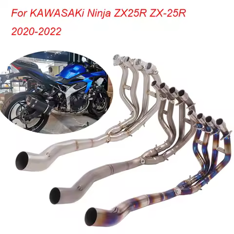51mm Slip On Exhaust Full System Motorcycle Exhaust Titanium Alloy Header Link Pipe For KAWASi Ninja