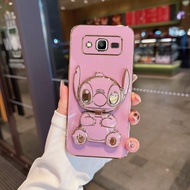 Mirror Bracket Casing Samsung Galaxy J2 Prime J4+ J4 Plus J4 Prime J6+ J6 Prime J6 Plus J7 Prime J7 Pro Luxury Electroplating Phone Case Cartoon Stitch Stand Silicone Soft Cover