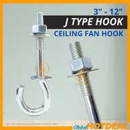 J TYPE Ceiling Hanger Fan Metal Hook Kipas Siling Fan Bracket Penyangkut Kipas Hammock Anchor Fan Br