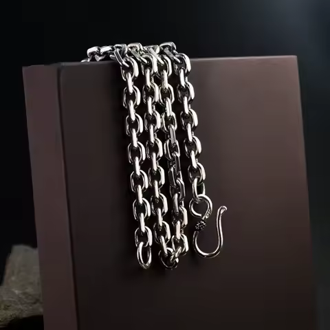 Real Silver S925 Pure Silver Classic Round Chain Necklace For Men Male 925 Sterling Silver Necklace 