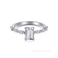 Real Moissanite Diamond Emerald Cut Ring for Women 1ct Radiant Cut Fashion Engagement Proposal Ring 