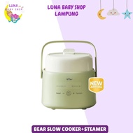 Bear Slow Cooker 1L + Steamer/Slow Cooker Ceramic Pot/MPASI Cooker