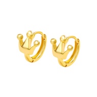 Subang Emas 916 | Bar Chain Dangle 916 Gold Earrings/ Crown Earrings gold 916