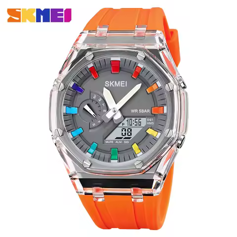 SKMEI 2100 Men Digital Watch World Time Sport Watches 5 Alarm Clock Daylight Saving Dual Time Electr