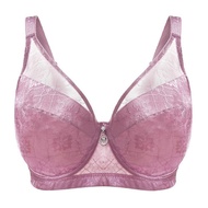 Queen Size Under-Wired Cup EF Size 38"-50" Lingerie Large Cup Thin Sponge Padding Bra Flora Lace Com
