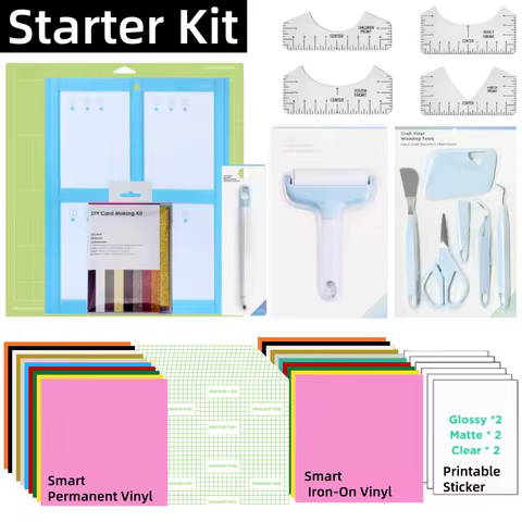 A Set Of Accessories Bundle for Cricut Joy/Joy Xtra/Maker,with Adhesive Vinyl,HTV,Card Kit,Weeding T