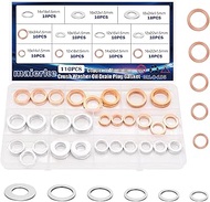 maierke 110PCS Crush Washer Oil Drain Plug Gasket Assortment,50PCS 5 Sizes Cooper and 60PCS 6 Sizes 