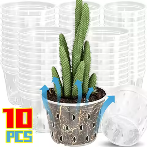 Clear Orchid Plant Pots with Drainage Holes Meshpot Plastic Round Starting Pot Breathable Flower Pla