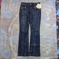 Celana Panjang Jeans Crazy Crash Bootcut Dark Blue Washed Fading 