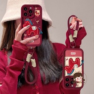 New Year Red 3D Embroider Pony Casing For Vivo Y500 Y400 Pro Y300T Y100T Y97 Y91i Y90 Y89 Y83 Y75S Y