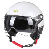 jhsgd Vintage Face Motorcycle Helmet Capacetes Moto Vespa Cafe Racer 3/4 Jet Summer Retro Scooter Ha