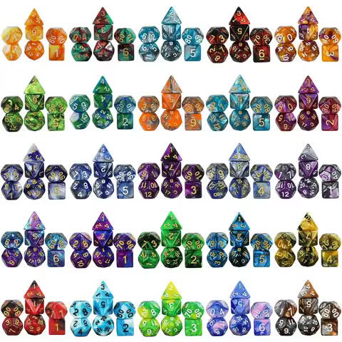 7pcs DND Dice Mixing Color Polyhedral Dice for Tabletop Game DND TRPG Entertainment Board Game