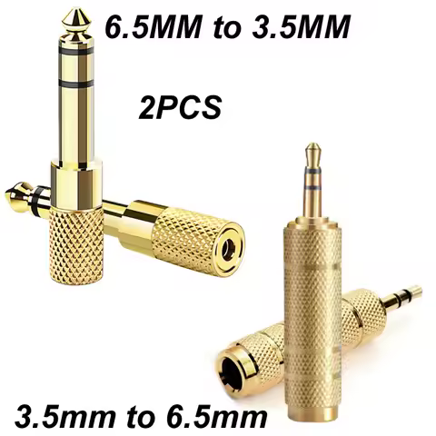 2PCS 3.5mm to 6.5mm 6.35mm To 3.5mm Male to Feamle Audio Cable Adapter 6.5 Jack To Plug 3.5 Stereo A