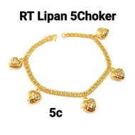 Wing Sing Gelang Rantai Tangan Lipan Gantung Love Choker Emas 916 Gold Hanging Love Bracelet