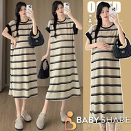 Dropped Shoulder Folded Sleeves Striped One-Piece Dress Dress One-Piece Dress Dress One-Piece Dress 