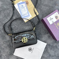 [With box] Tory Burch High quality women's crossbody bag made of crocodile fabric, single shoulder bag
