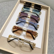 Double Bridge Sunglasses Men Frameless Sun Protection Shades Summer Anti UV Leopard Eyeglasses