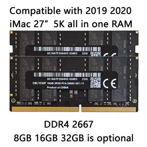 Compatible with 2020 2019 5K 27 inch IMAC 64GB 32GB 16GB 8GB DDR4 2666 2667 apple all-in-one PC memo