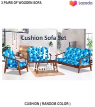 3 pairs of wooden sofa cushion ( random color )/ free cover / kusyen sofa SET kayu