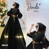 Gamis Couple Ibu dan Anak Dinda Coupel Ceruty Babydoll Full Puring Aplikasi Bordir Dress Kapelan Mom
