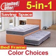 Pull Out Bed Single size 5 in 1 * Foldable Bed * Inlcuding Spring Mattresses