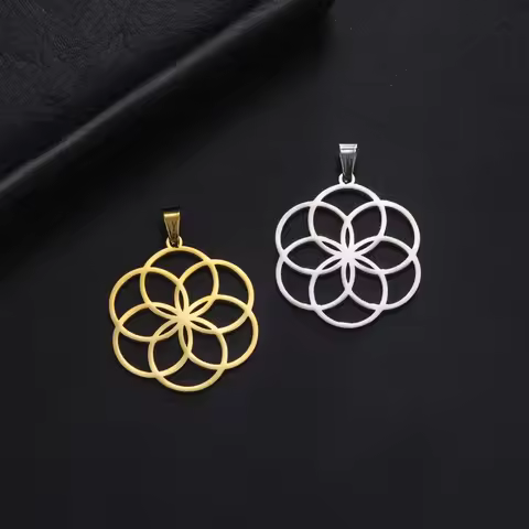 EUEAVAN 5pcs Flower of Life Charms Mandala Pendant Stainless Steel Charm Women Necklace Jewelry Maki