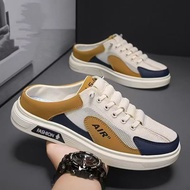 New Half Shoes For Men Korean Fashion Casual Loafers Men's Mesh Breathable Half Slippers Lazy Shoes