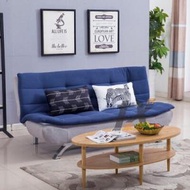 找得 - 客廳多功能梳化床可折疊單人雙人三人位布藝梳化公寓懶人梳化 藍配淺灰科技布 100CM 3078