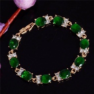 Exquisite Crystal Rhinestone emerald agate Bangles Bracelet for Women Fashion Sweet Hollow Out Bracelet