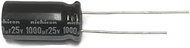 Set of 6 Nichicon 105°C Electrolytic Capacitor 1000uF 25V (1000 mfd 25V) 20% Radial, 3/8" X 13/16" (