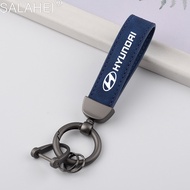 Suede Car Keychain Ring Vintage Leather Zinc Alloy Key Chain For Hyundai Tucson IX35 I30 I20 Kona Coupe Veloster Accessories