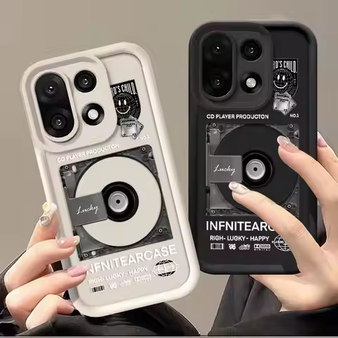 Flexible Silicone Case For OnePlus 15 15R 5G Protective Cover Shockrpoof Retro Record Print Pattern 