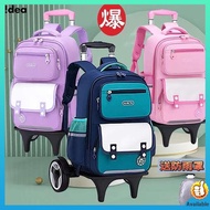 bag for school bag for kids style new trolley schoolbag primary school students 1-3-56 grade boys and girls with wheels to climb stairs children's drag bag