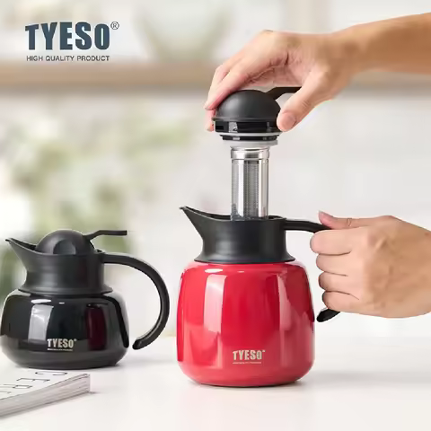 Tyeso Pumpkin-Shaped Thermos Steel Insulated Tea Infuser Hot Cold Water Bottle Large Capacity Remova