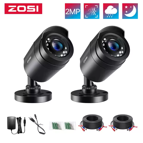 ZOSI 2pcs/lot 1080P HD-TVI 2MP CCTV Security Camera ,80ft Night Vision ,Outdoor Whetherproof Home Su