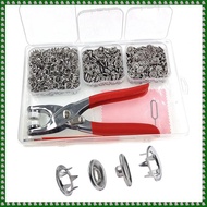 (CEUO) Snap Fasteners Kit 200 Sets 9.5mm Fabric Snaps Clothing Snaps No SewingStainless Steel Button