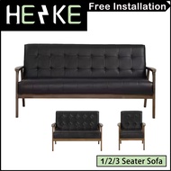 Faux Leather Black Sofa 3 Seater Sofa Armchair